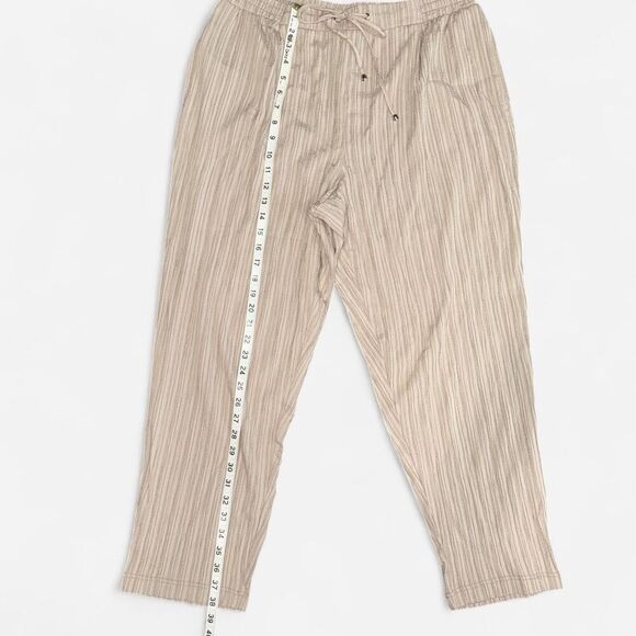 Tan Stripe Textured Lightweight Drawstring Pants - Picture 7 of 9